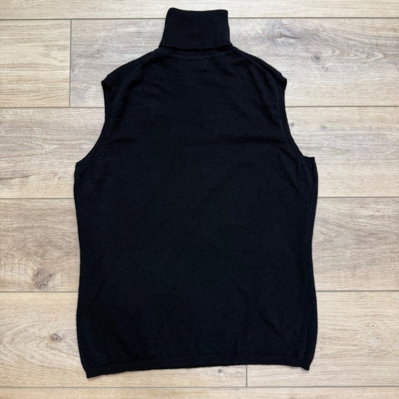 Black 100% Cashmere Sleeveless Turtleneck Sweater Vest XL Two-Ply Knit - Picture 7 of 7